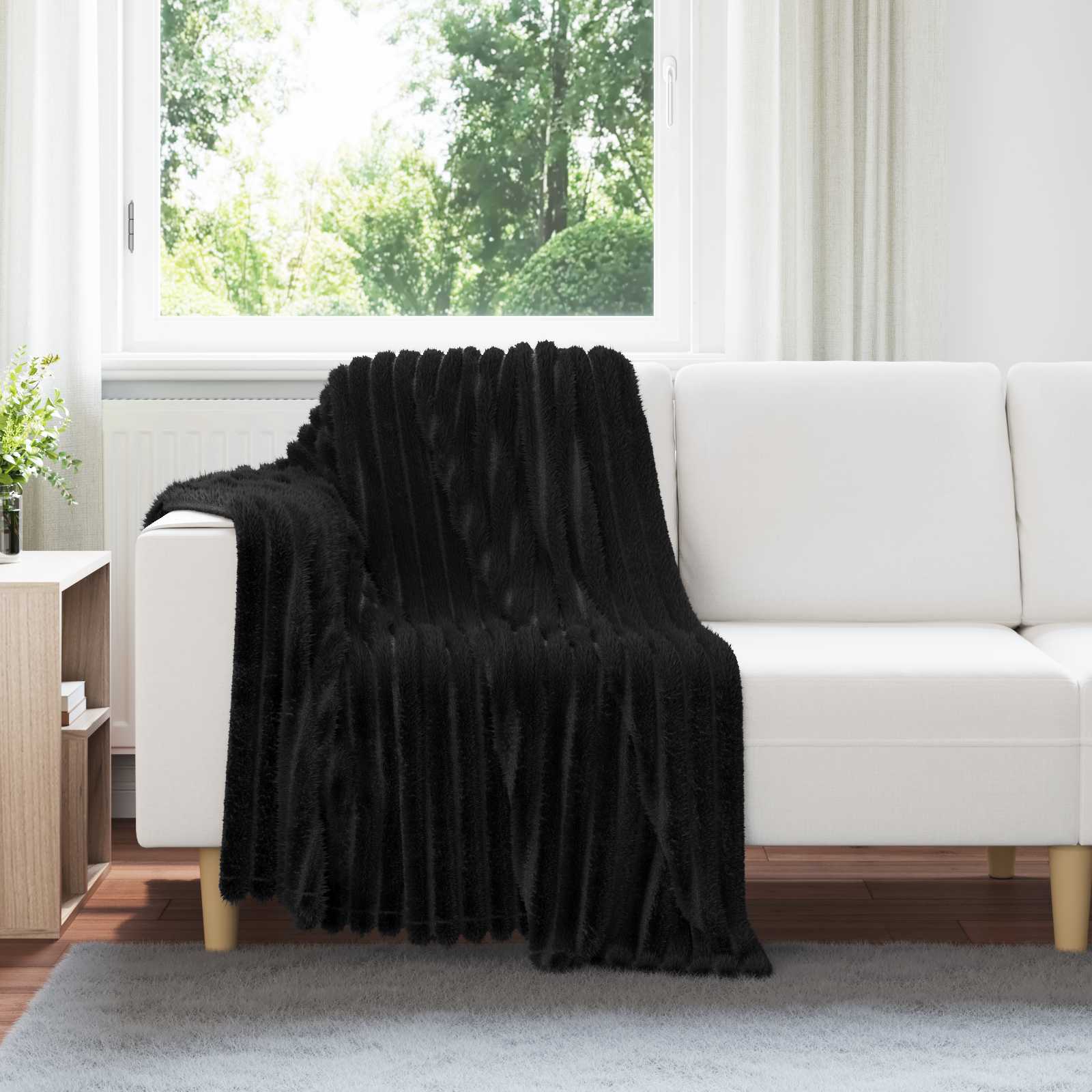 Kleden 6 pcs Zwart 150 x 130 cm Fleece – afbeelding 1