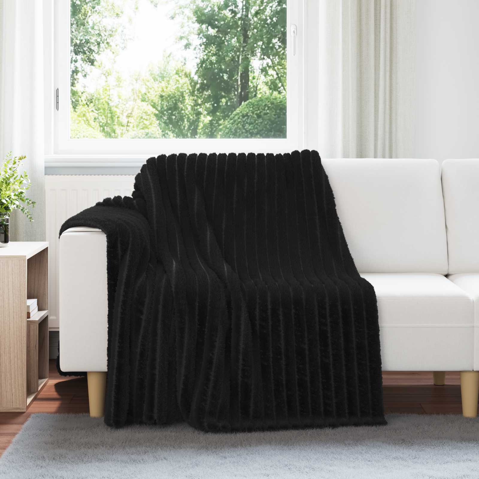 Kleden 6 pcs Zwart 200 x 150 cm Fleece – afbeelding 1