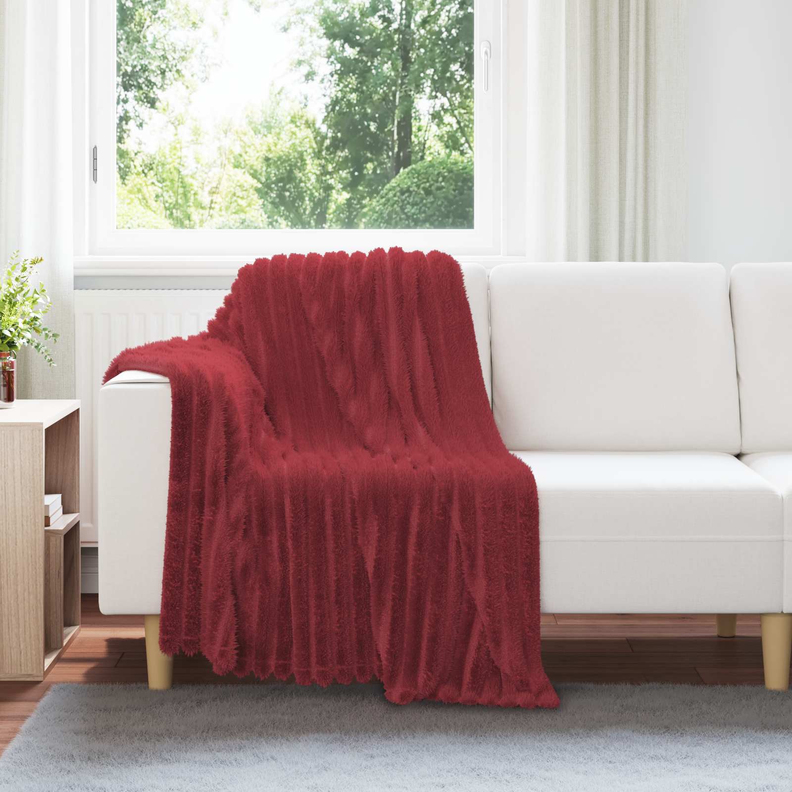 Kleden 6 pcs Bordeaux Rood 150 x 130 cm Fleece – afbeelding 1