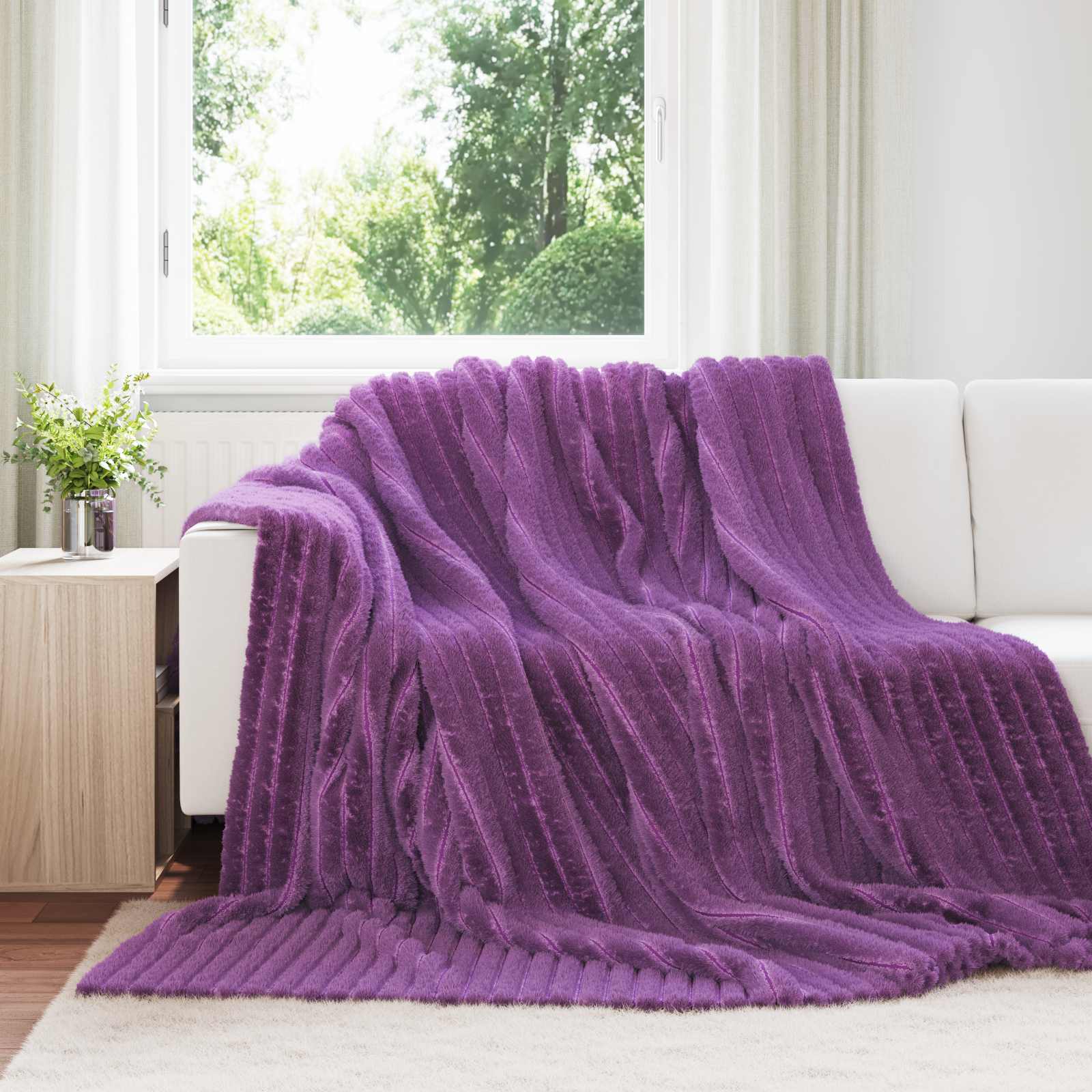 Kleden 6 pcs Paars 270 x 240 cm Fleece – afbeelding 1