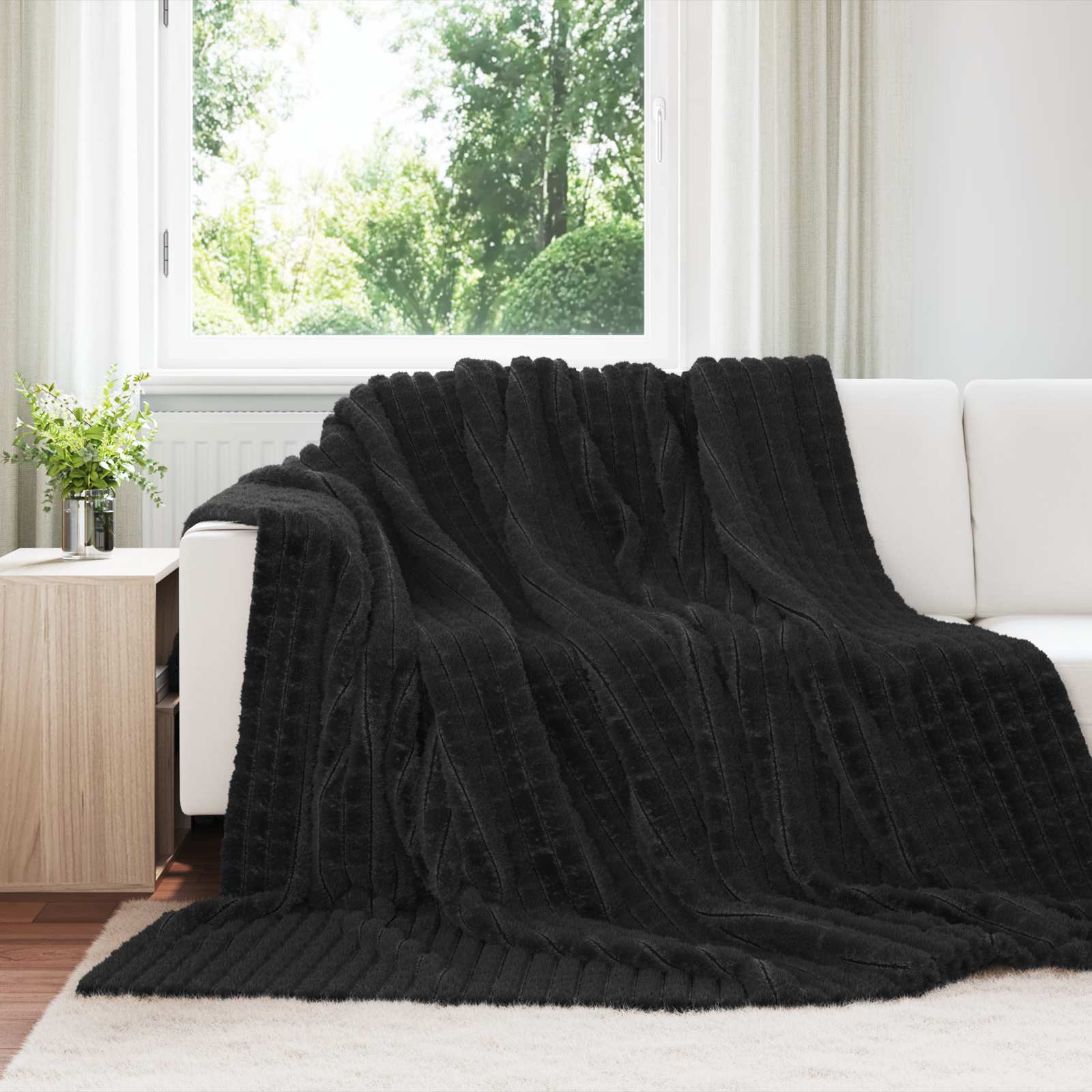 Kleden 6 pcs Zwart 240 x 220 cm Fleece – afbeelding 1