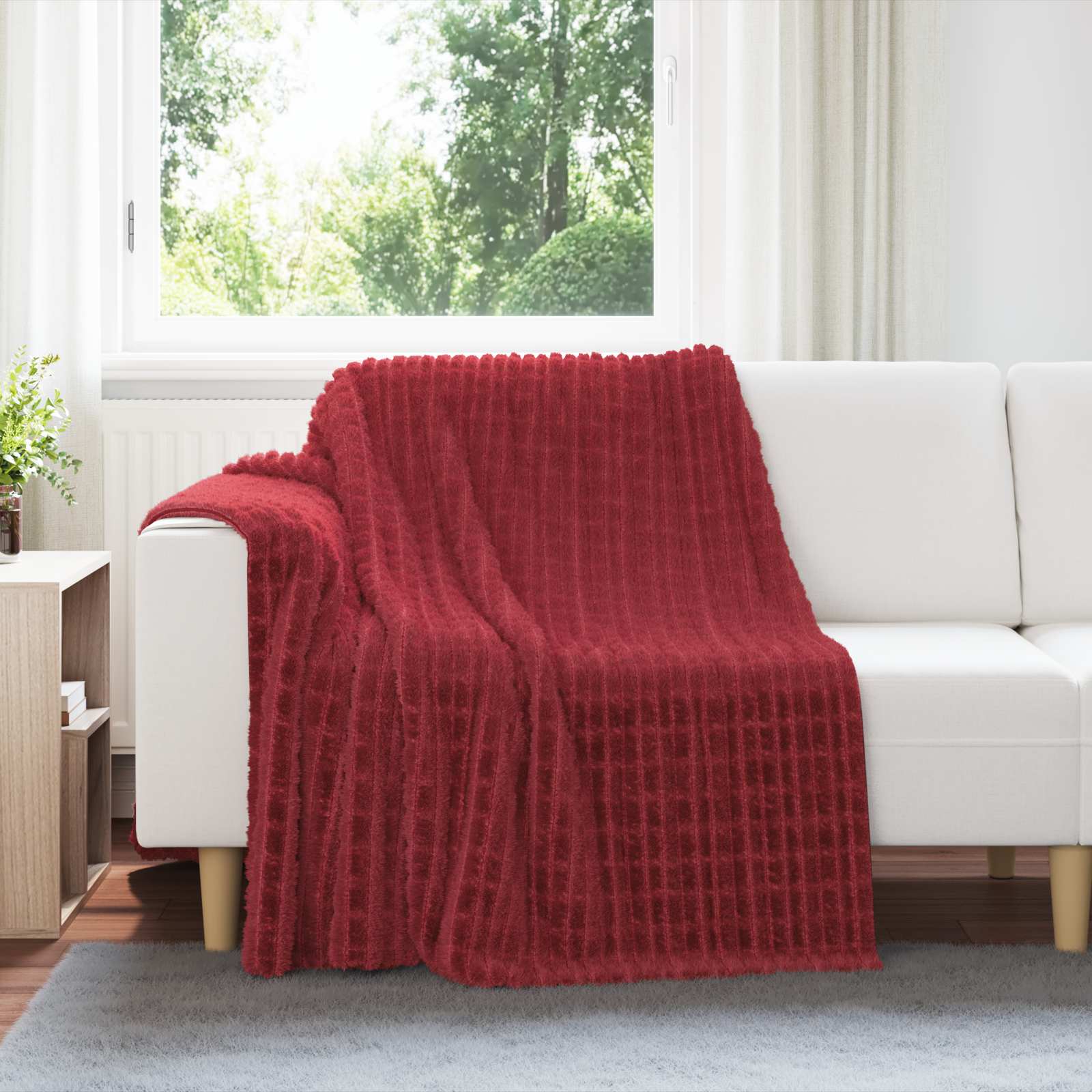 Kleden 6 pcs Bordeaux Rood 200 x 150 cm Fleece
