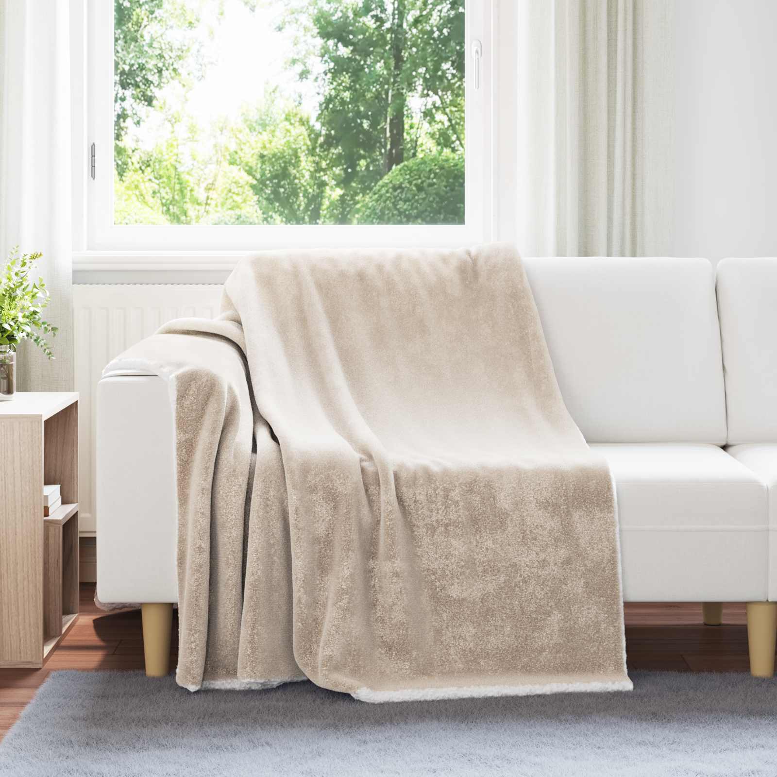 Gooi Deken Beige 150 x 200 cm Fleece – afbeelding 1
