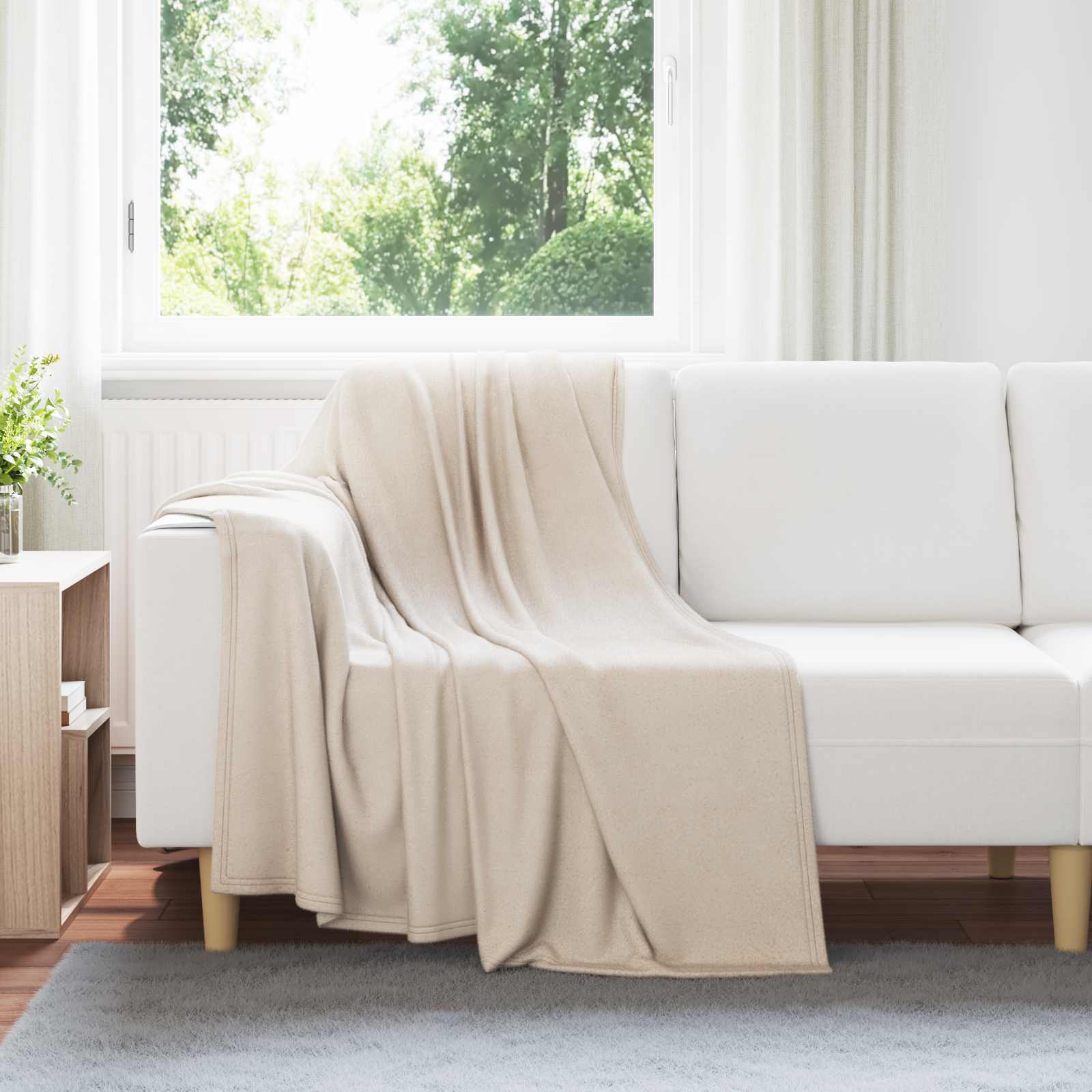 Gooi Deken Beige 170 x 130 cm Fleece – afbeelding 1