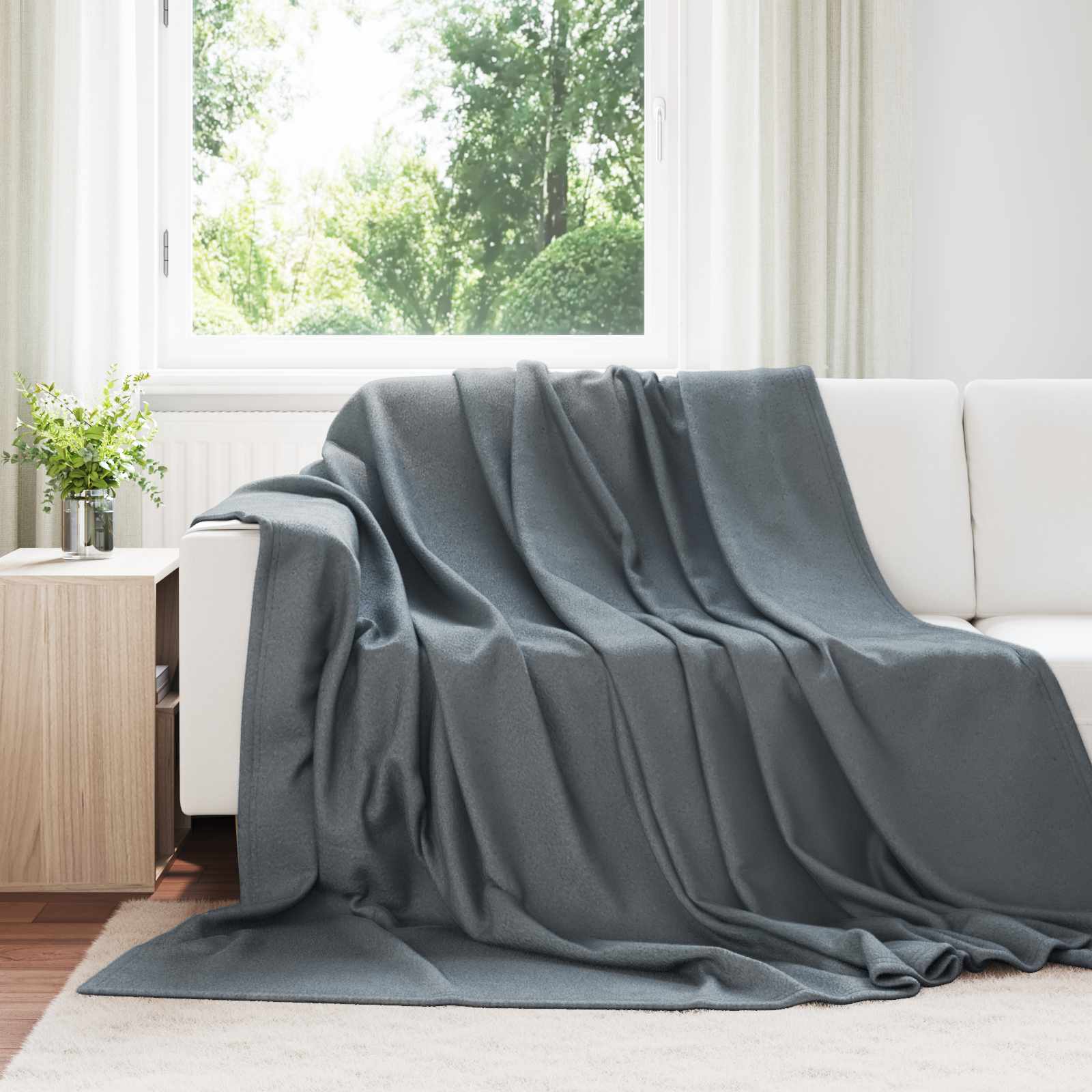 Gooi Deken Donkergrijs 240 x 220 cm Fleece – afbeelding 1