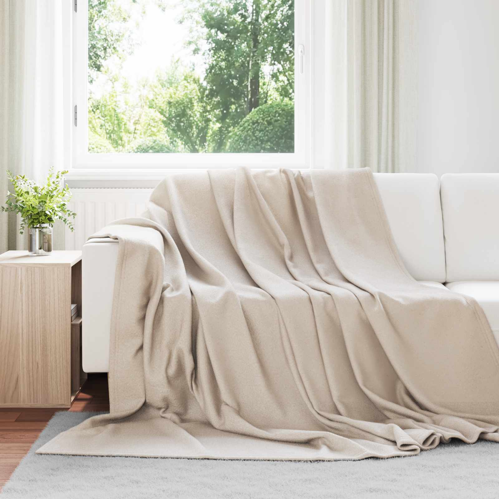 Kleden 6 pcs Beige 240 x 220 cm Fleece – afbeelding 1