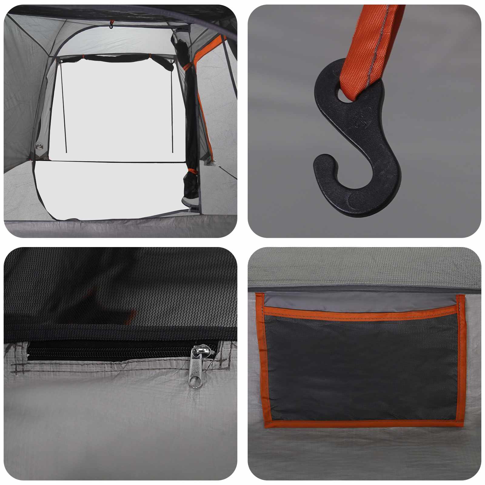 Tunneltent Grijs en Oranje 361 x 235 x 147 cm – afbeelding 9