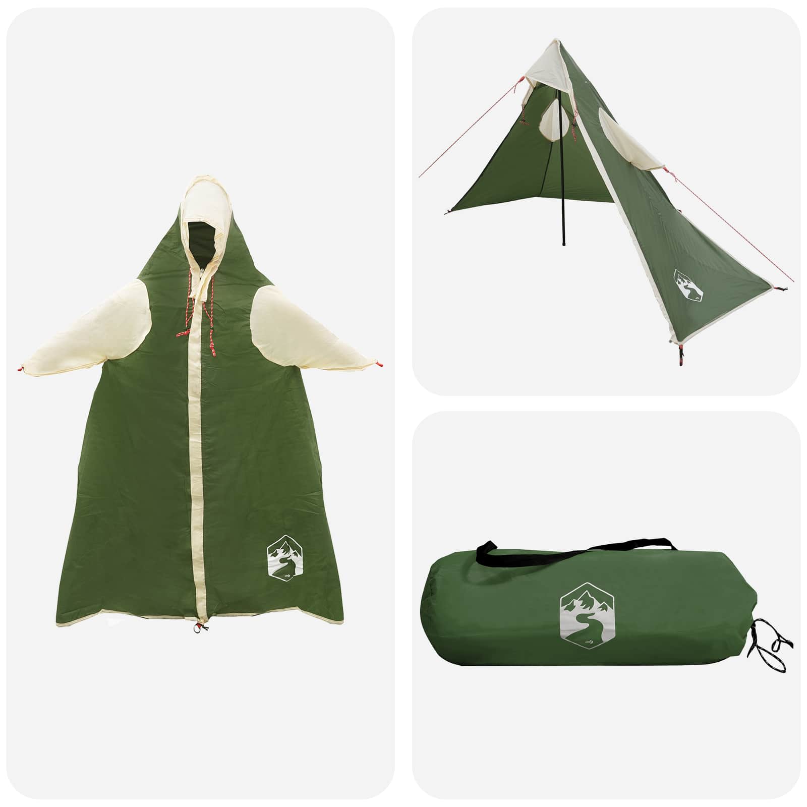 2-in-1 Regen Poncho met Kap Groen 262 x 126 x 130 cm – afbeelding 2