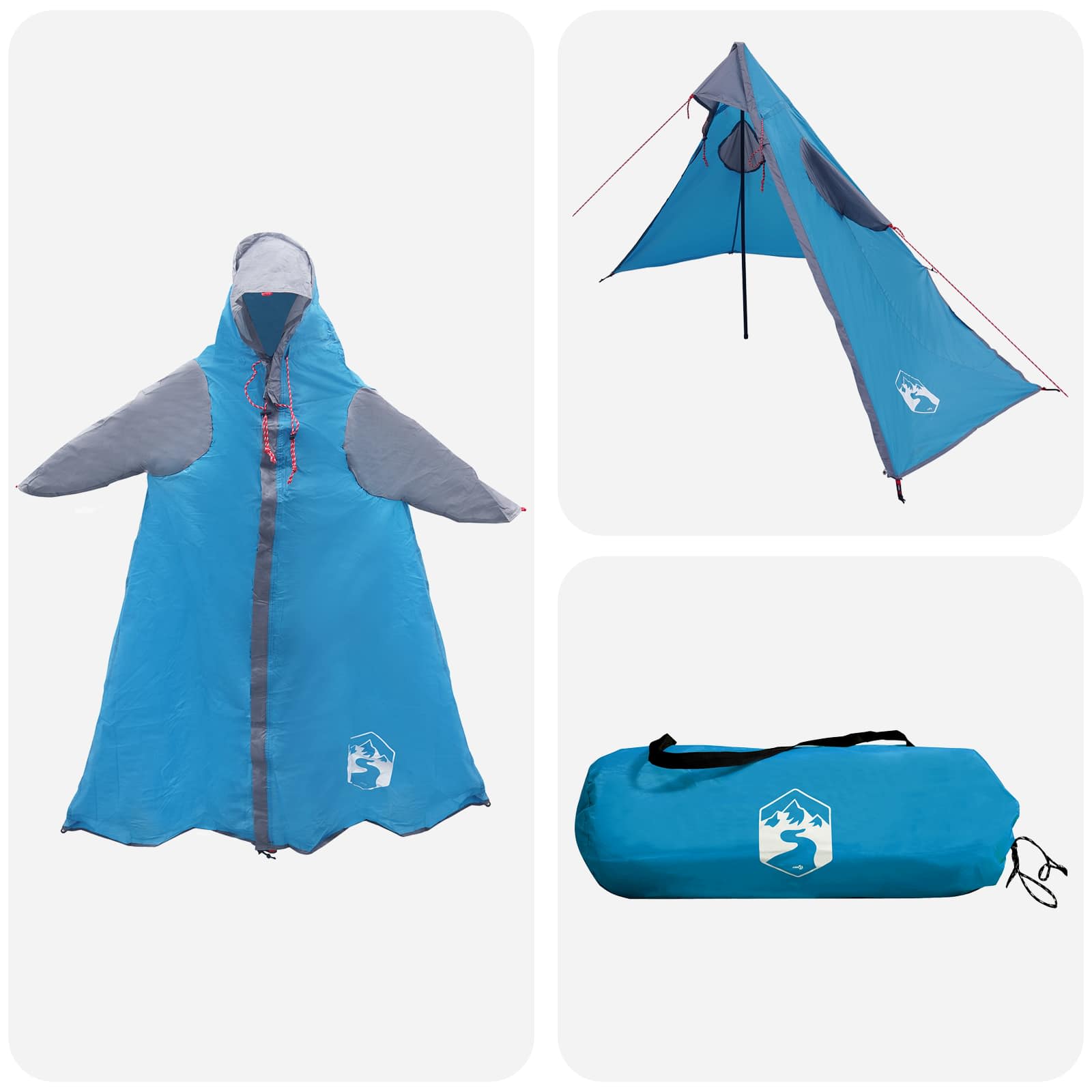 2-in-1 Regen Poncho met Kap Blauw 262 x 126 x 130 cm – afbeelding 2