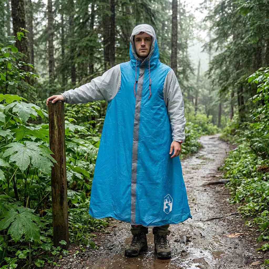 2-in-1 Regen Poncho met Kap Blauw 262 x 126 x 130 cm – afbeelding 3