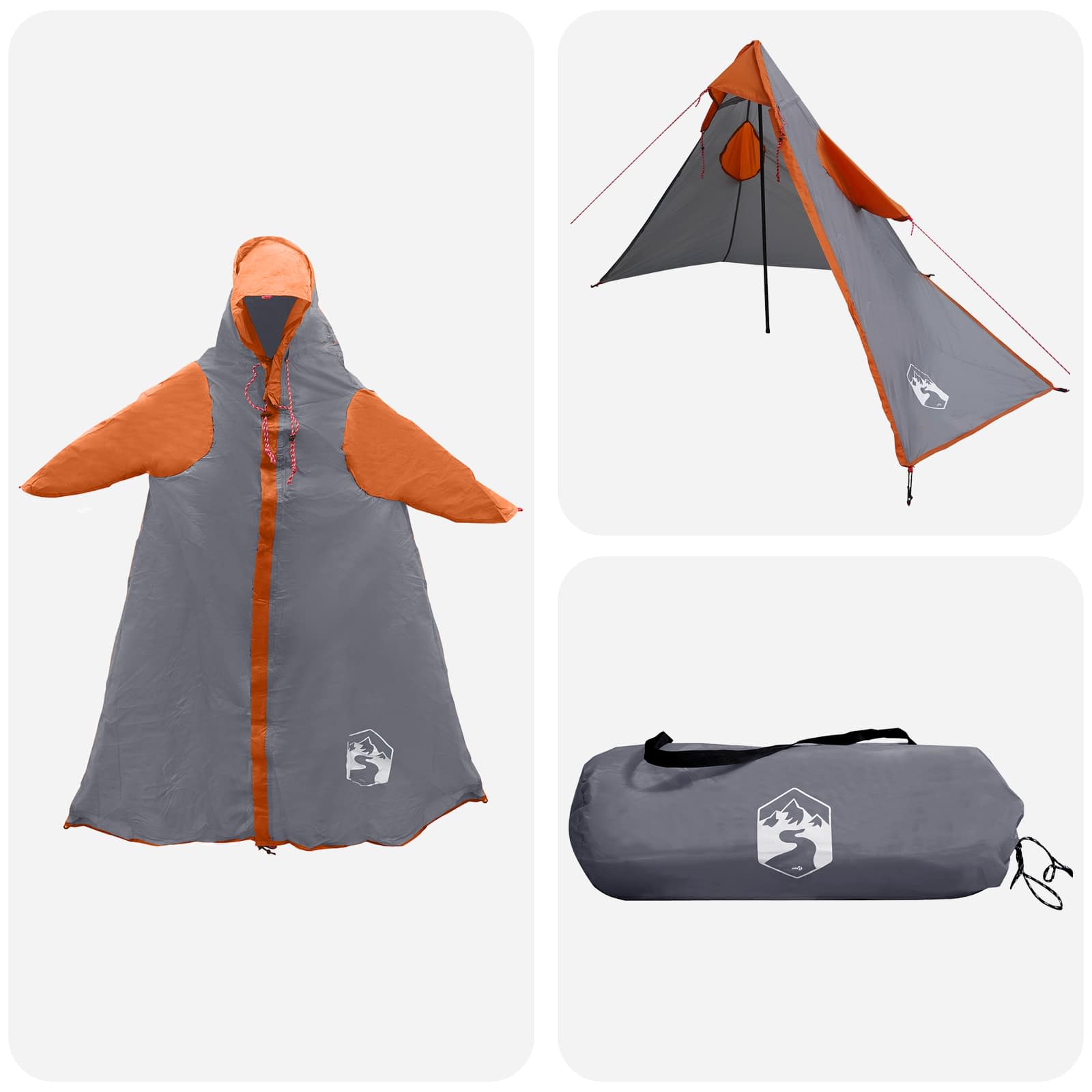 2-in-1 Regen Poncho met Kap Grijs en Oranje 262 x 126 x 130 cm – afbeelding 2