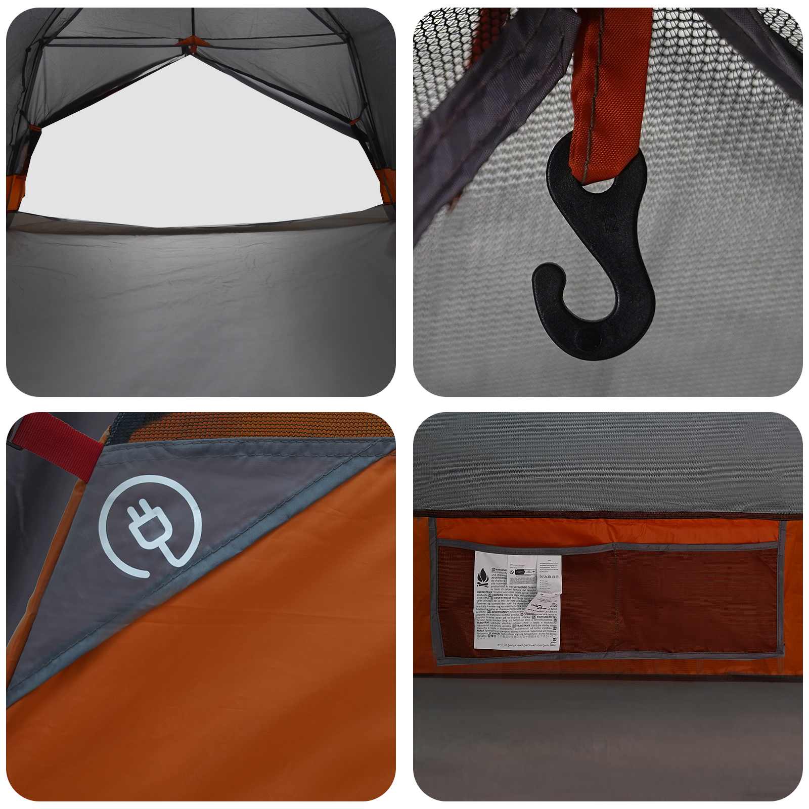 Backpacking Tent Grijs en Oranje 4-persoons – afbeelding 10