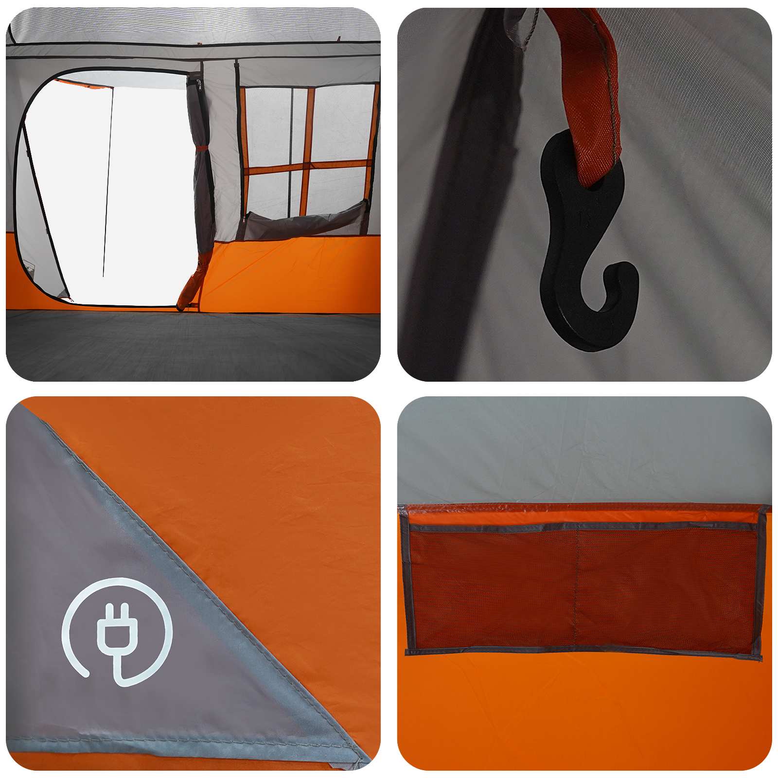 Tunneltent Grijs en Oranje 275 x 240 x 200 cm – afbeelding 9