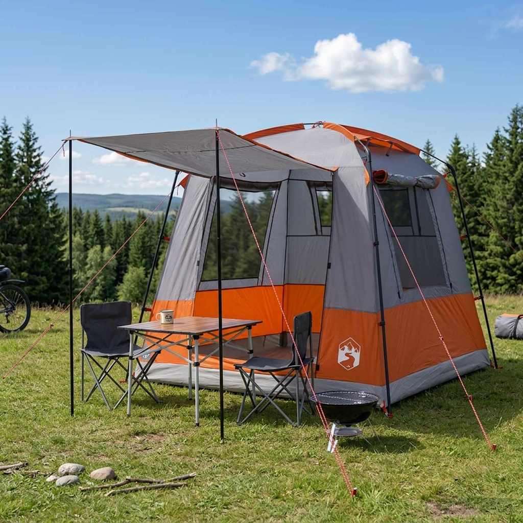 Partytent Grijs en Oranje 4-persoons – afbeelding 1