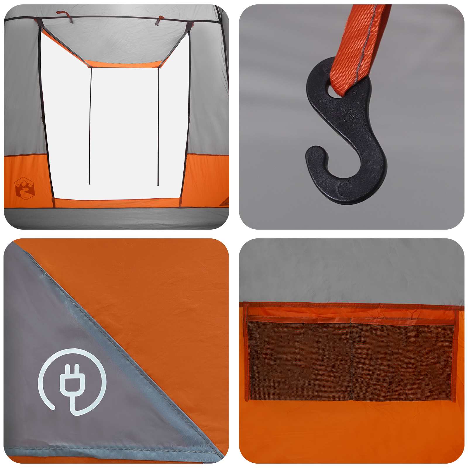 Partytent Grijs en Oranje 4-persoons – afbeelding 9
