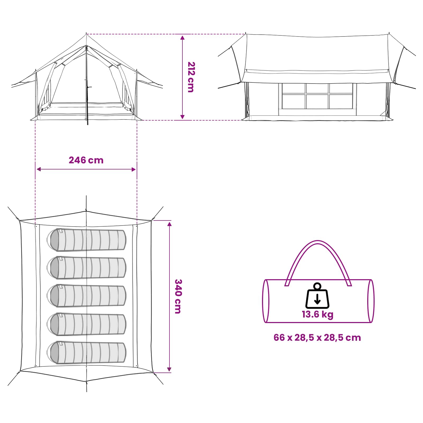 Huisje Tent Legergroen 340 x 246 x 210 cm Polykatoen – afbeelding 12