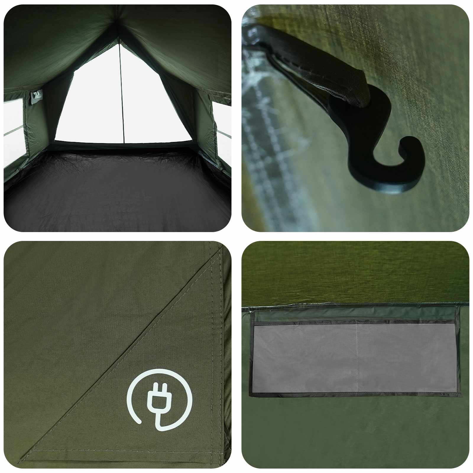 Huisje Tent Legergroen 340 x 246 x 210 cm Polykatoen – afbeelding 9