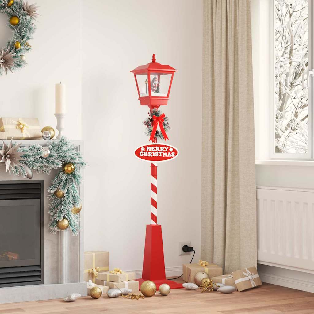 Kerststraatlamp met lantaarn Rood 40,5x40,5x180cm Kunststof – afbeelding 1