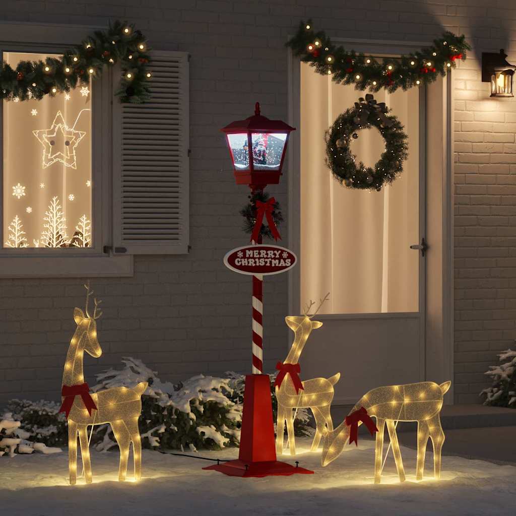 Kerststraatlamp met lantaarn Rood 40,5x40,5x180cm Kunststof – afbeelding 3