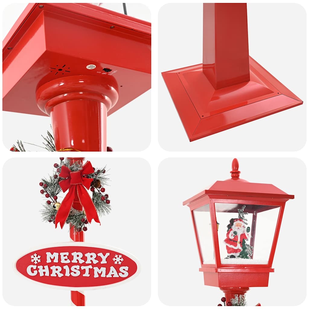 Kerststraatlamp met lantaarn Rood 40,5x40,5x180cm Kunststof – afbeelding 7
