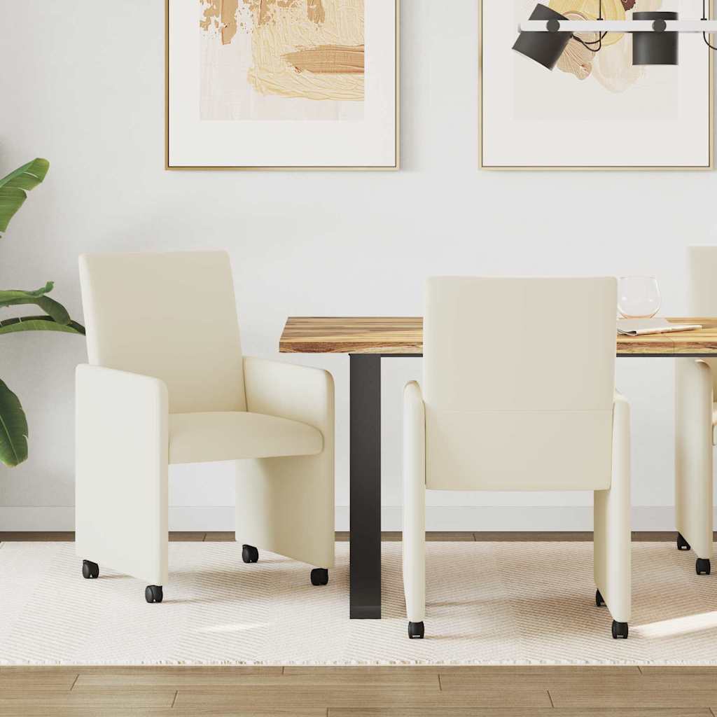 Eetkamerstoelen met Wieltjes 2 pcs Crème 57 x 66 x 94 cm – afbeelding 1