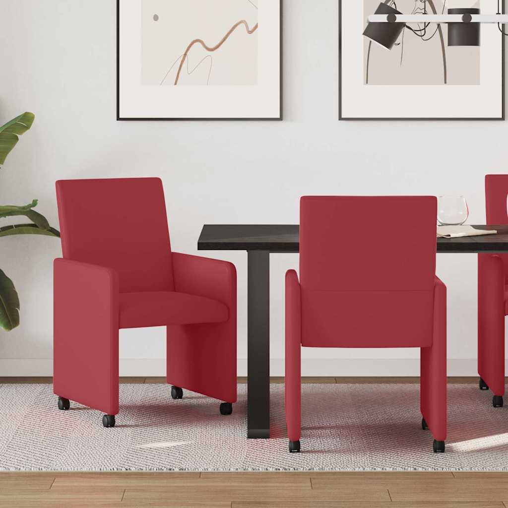 Eetkamerstoelen met Wieltjes 2 pcs Wijnrood 57 x 66 x 94 cm