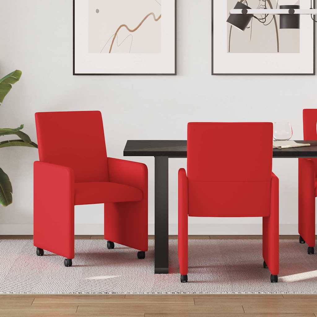 Eetkamerstoelen met Wieltjes 2 pcs Rood 57 x 66 x 94 cm