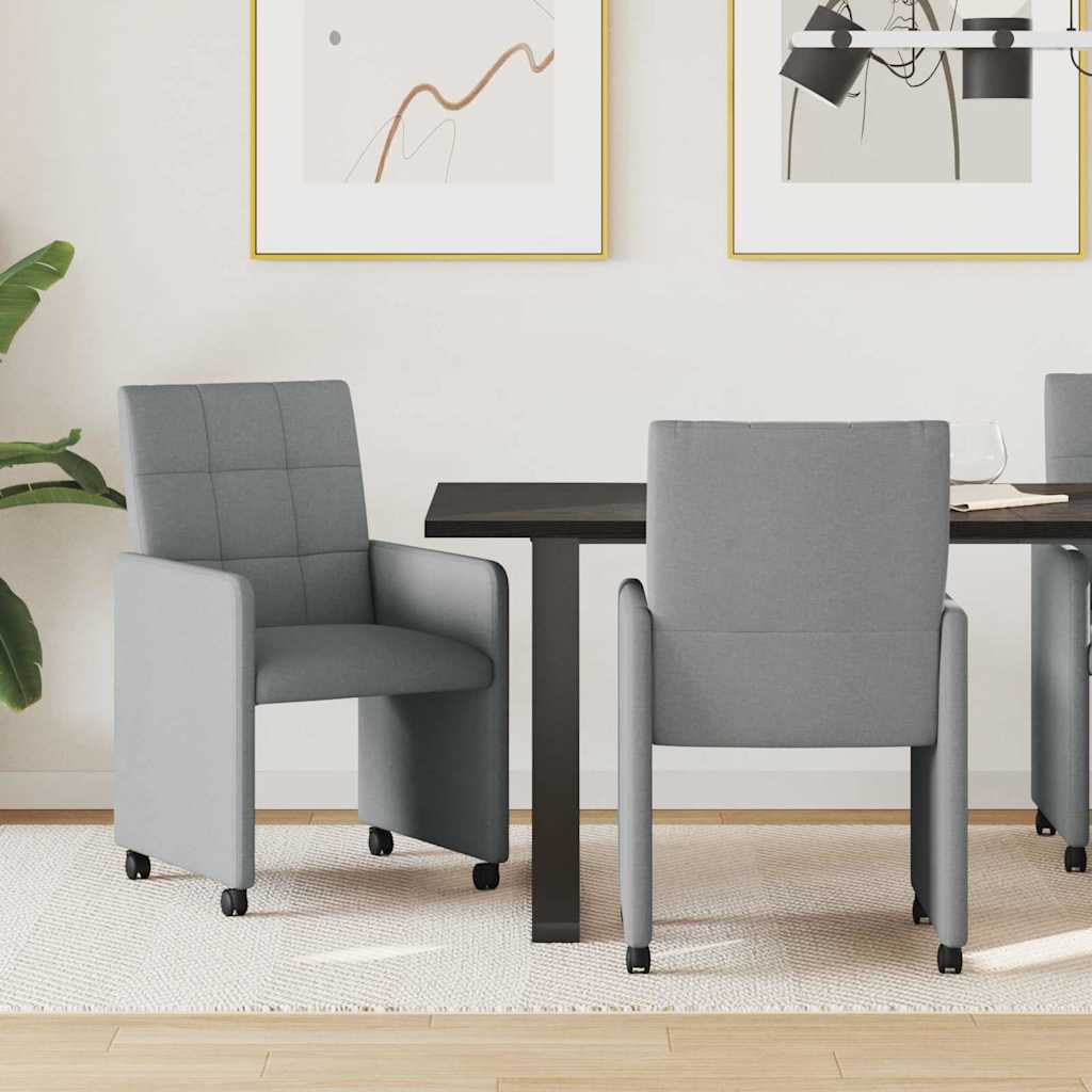 Eetkamerstoelen met Wieltjes 2 pcs Lichtgrijs 58 x 65 x 94 cm