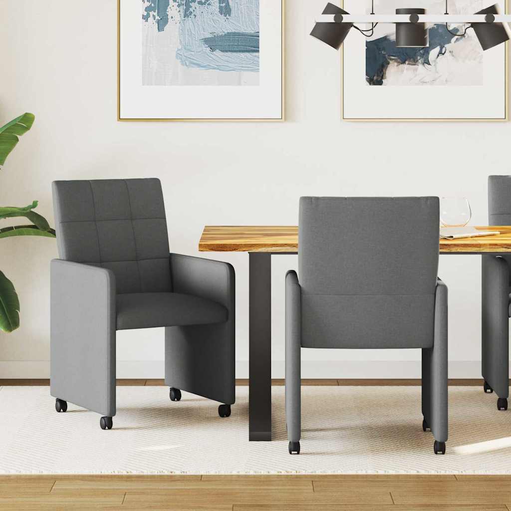 Eetkamerstoelen met Wieltjes 2 pcs Donkergrijs 58 x 65 x 94 cm