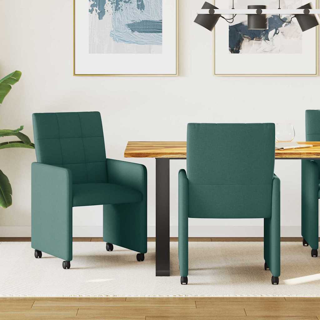 Eetkamerstoelen met Wieltjes 2 pcs Donkergroen 58 x 65 x 94 cm