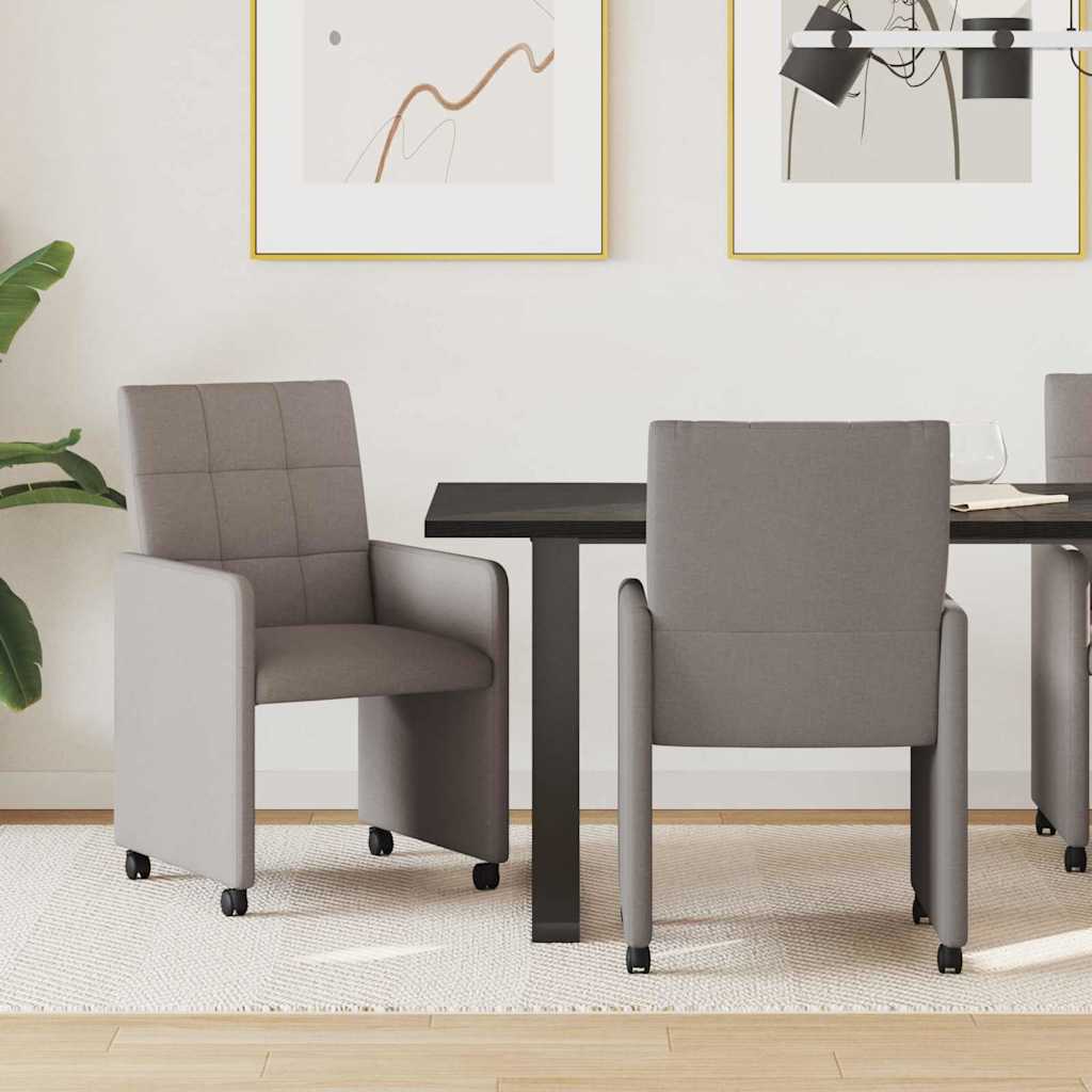Eetkamerstoelen met Wieltjes 2 pcs Taupe 58 x 65 x 94 cm Stof