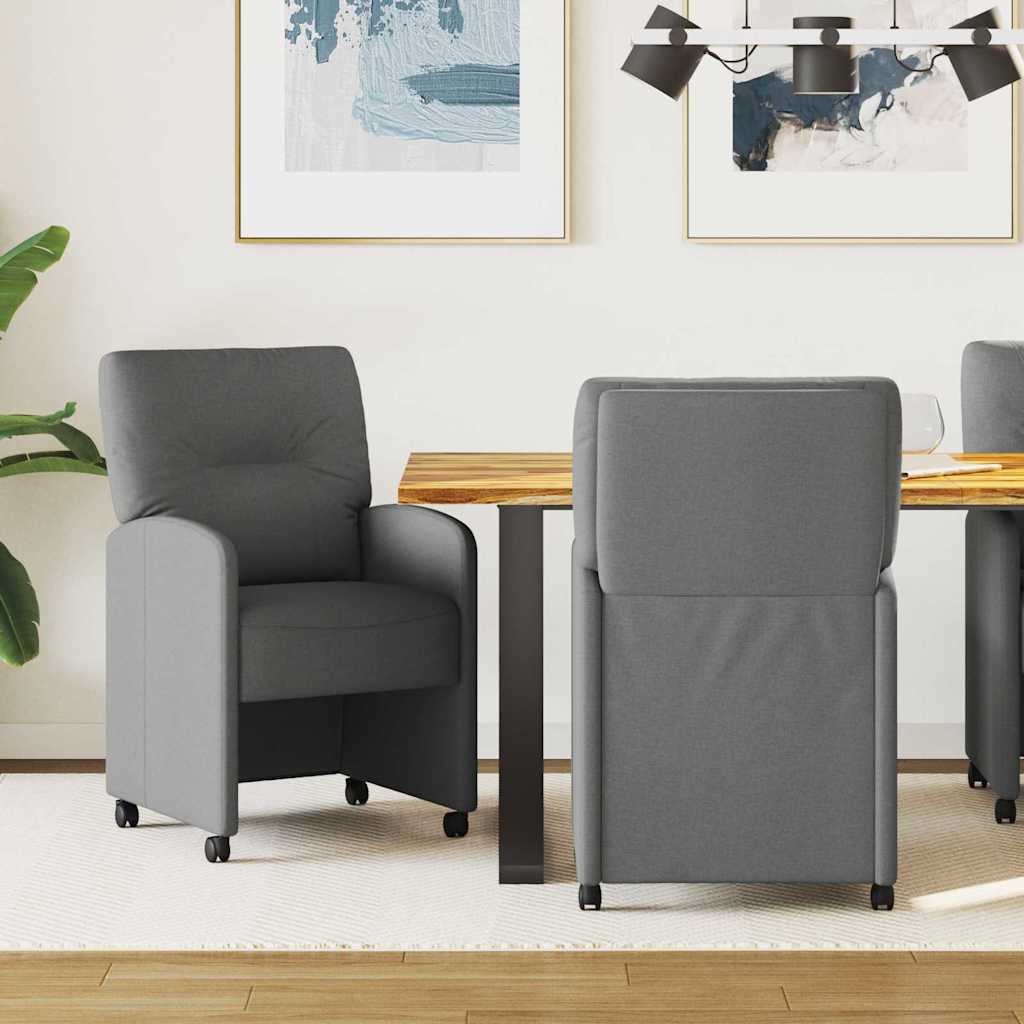 Eetkamerstoelen met Wieltjes 2 pcs Donkergrijs 57 x 67 x 95 cm
