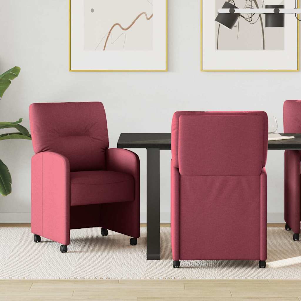 Eetkamerstoelen met Wieltjes 2 pcs Wijnrood 57 x 67 x 95 cm