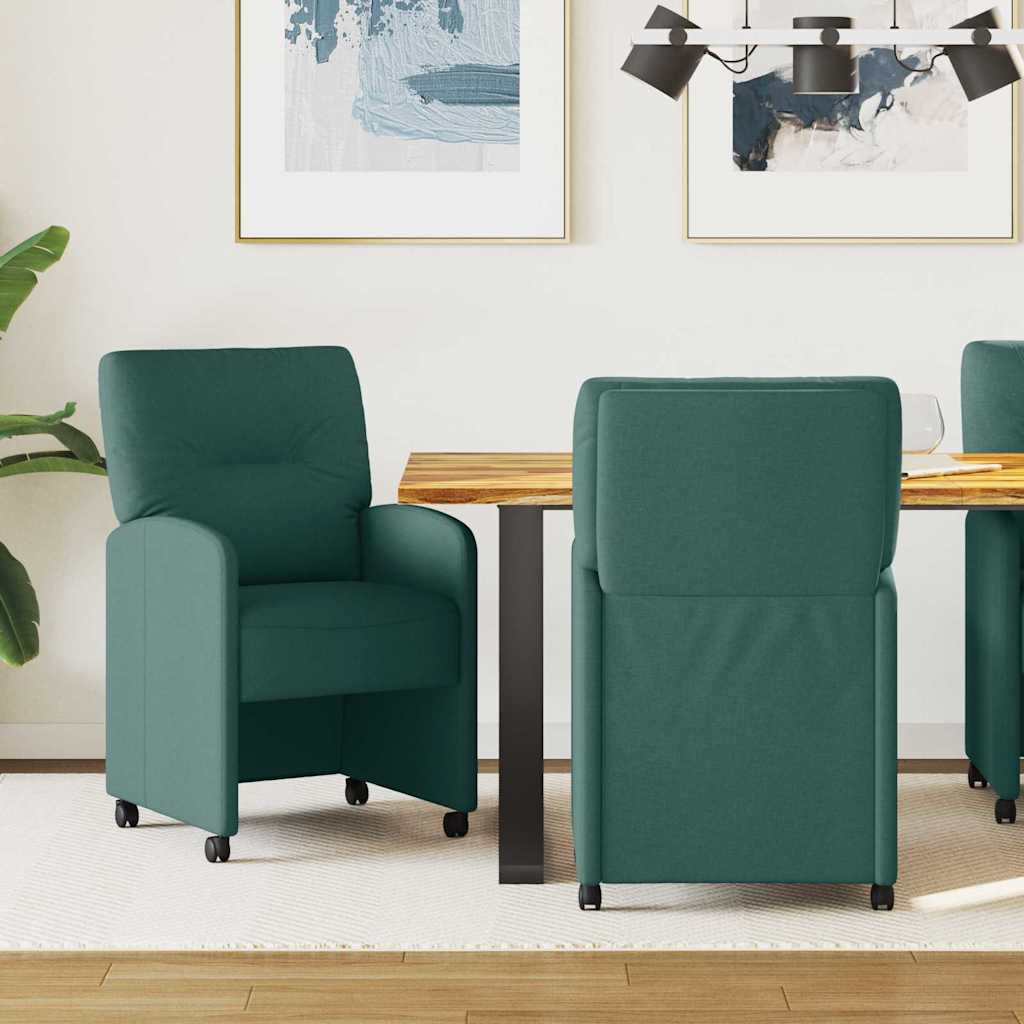 Eetkamerstoelen met Wieltjes 2 pcs Donkergroen 57 x 67 x 95 cm