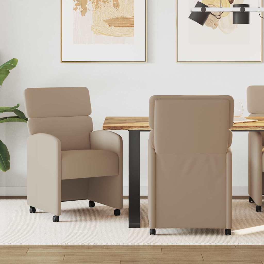 Eetkamerstoelen met Wieltjes 2 pcs Cappuccino 58 x 65 x 98 cm