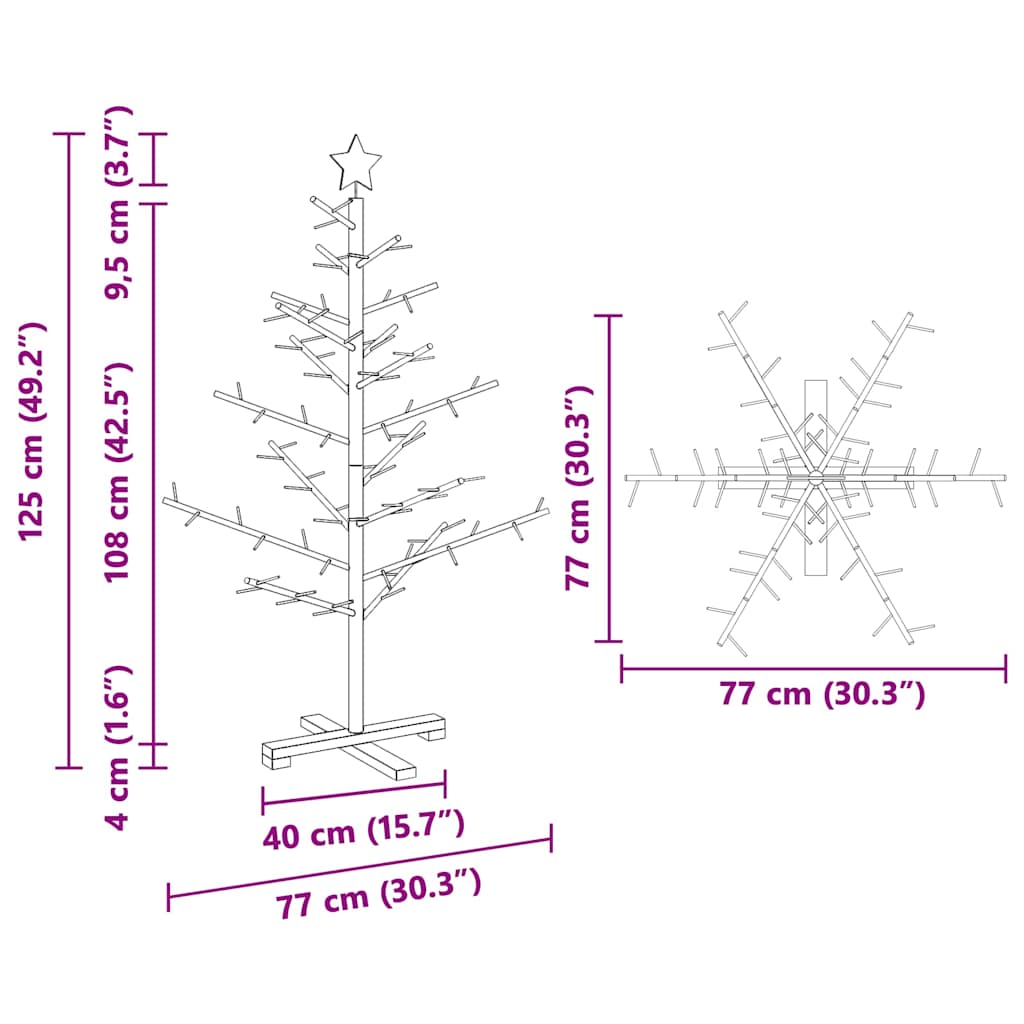 Houten kerstboom met standaard Bruin 125 cm Massief grenenhout – afbeelding 11