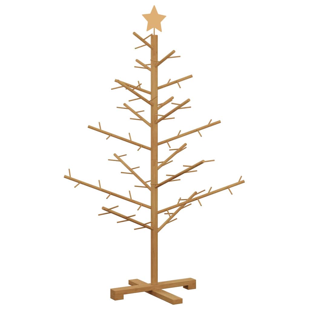 Houten kerstboom met standaard Bruin 125 cm Massief grenenhout – afbeelding 2