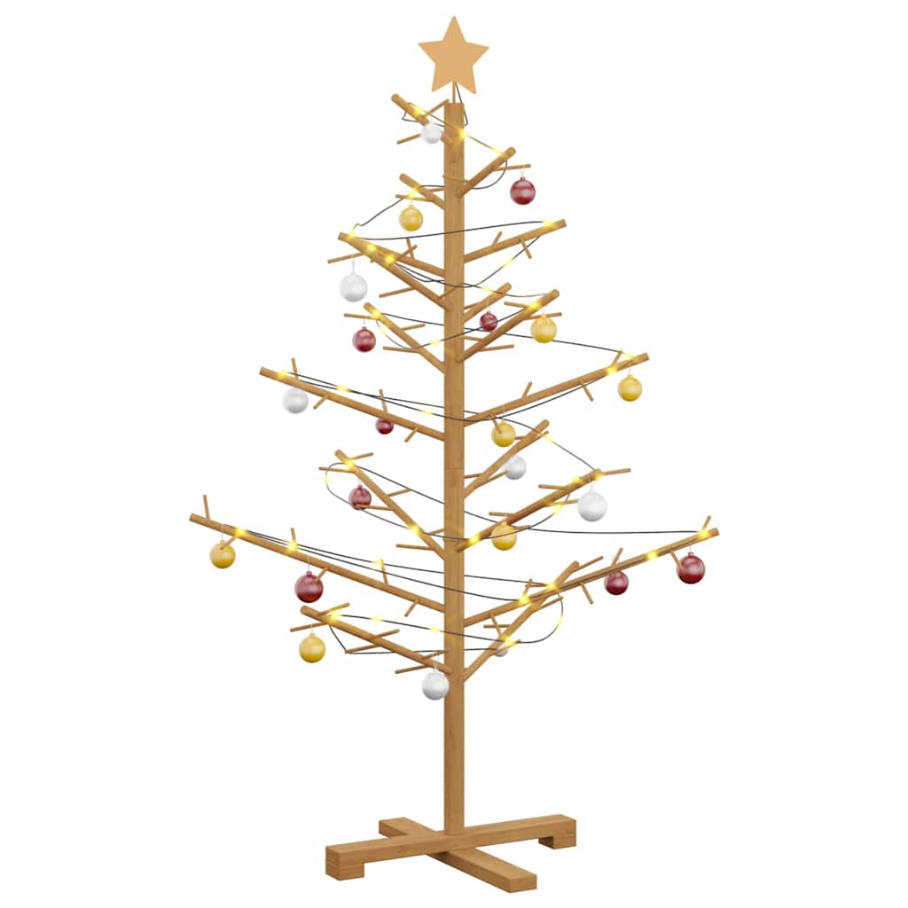 Houten kerstboom met standaard Bruin 125 cm Massief grenenhout – afbeelding 3