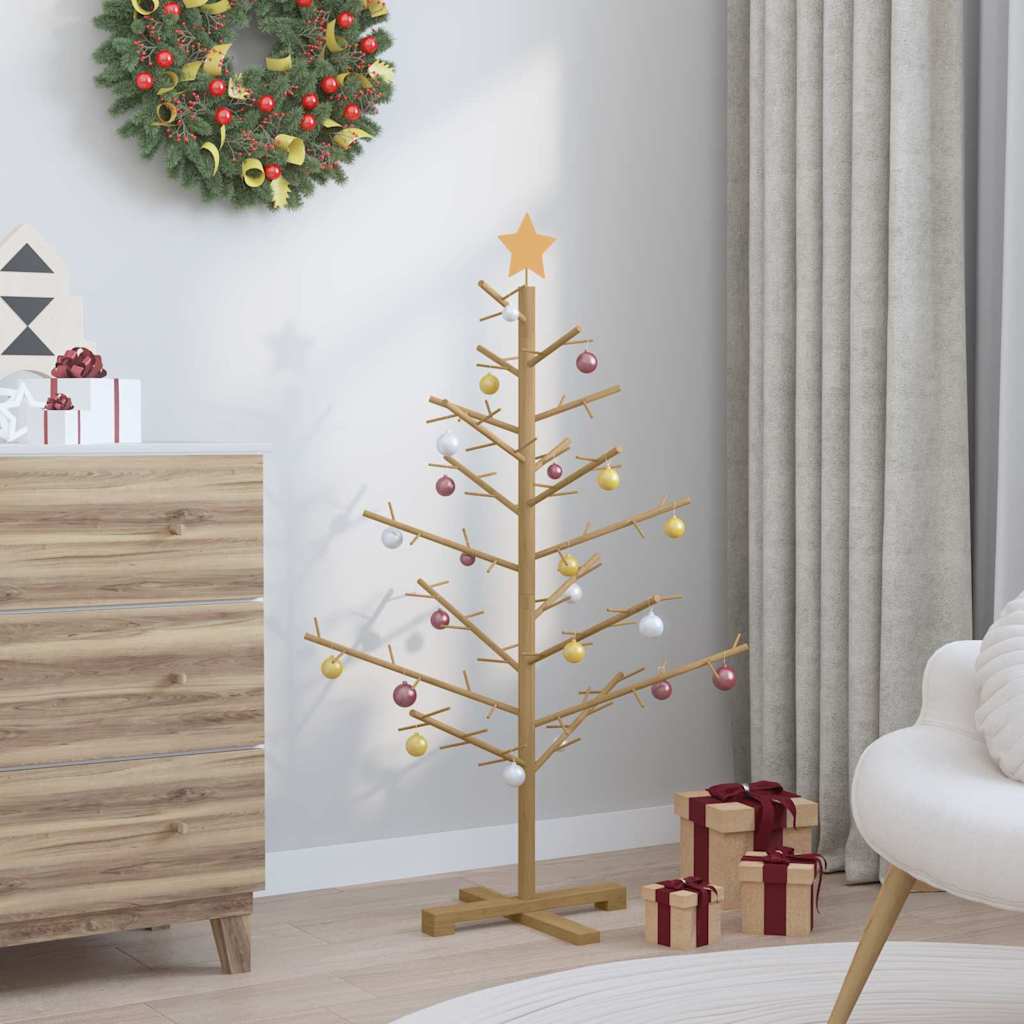 Houten kerstboom met standaard Bruin 125 cm Massief grenenhout – afbeelding 4