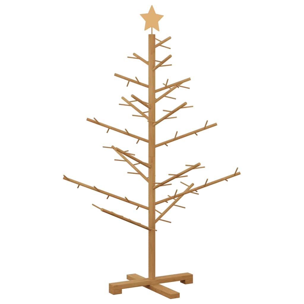 Houten kerstboom met standaard Bruin 125 cm Massief grenenhout – afbeelding 7