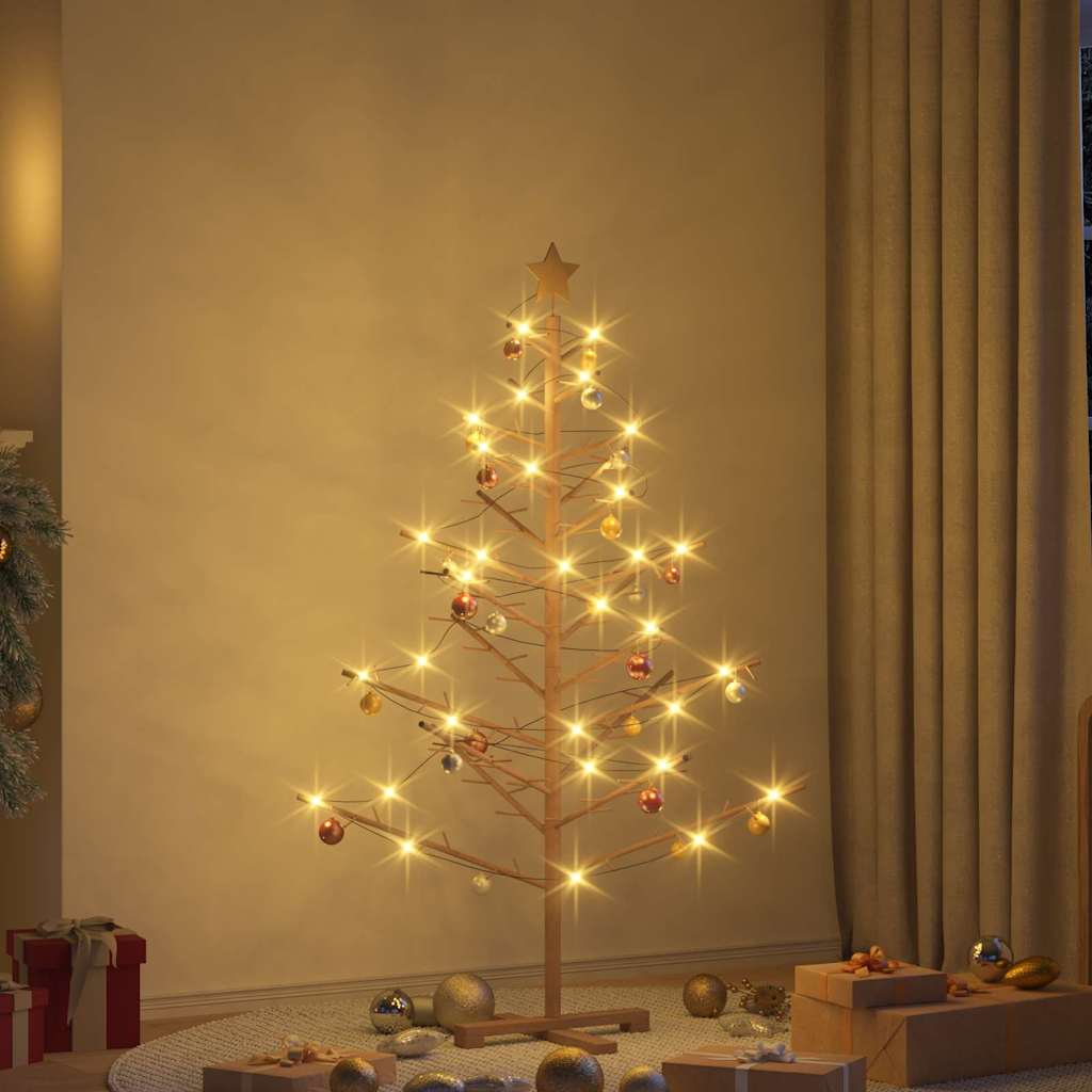 Houten kerstboom met standaard Bruin 150 cm Massief grenenhout – afbeelding 1