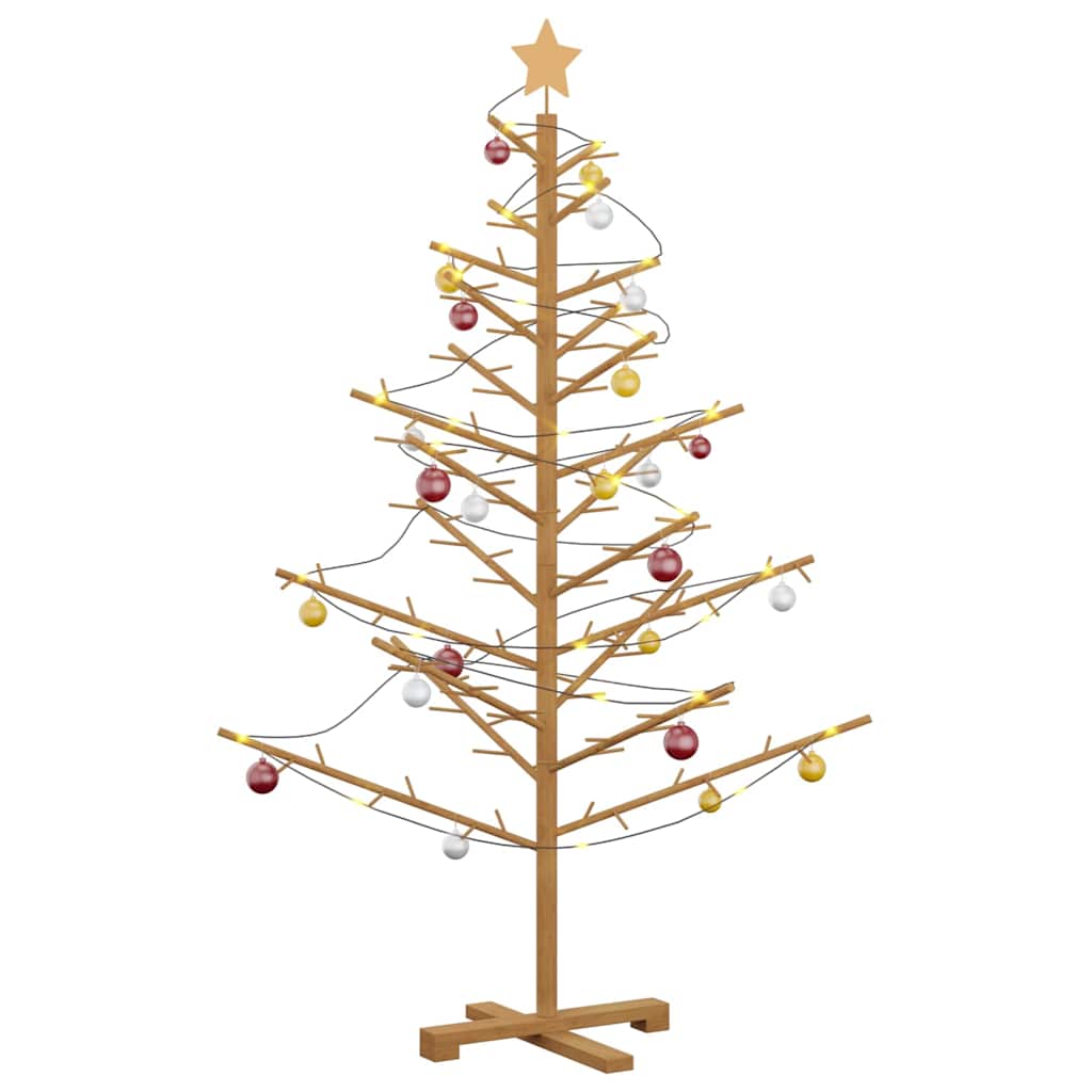 Houten kerstboom met standaard Bruin 150 cm Massief grenenhout – afbeelding 3
