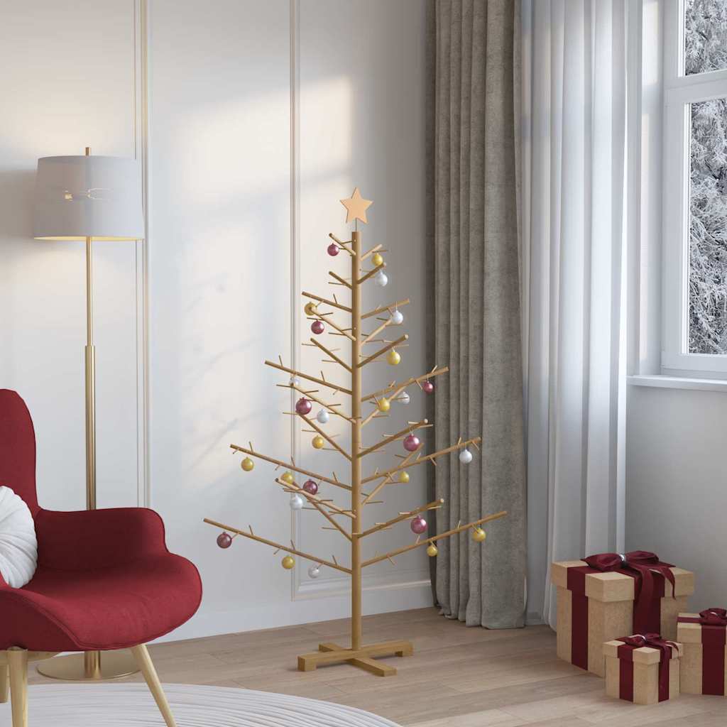 Houten kerstboom met standaard Bruin 150 cm Massief grenenhout – afbeelding 4