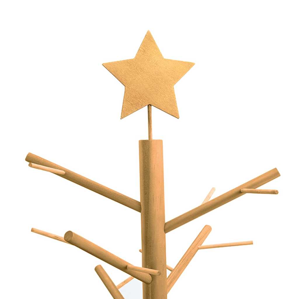Houten kerstboom met standaard Bruin 150 cm Massief grenenhout – afbeelding 8