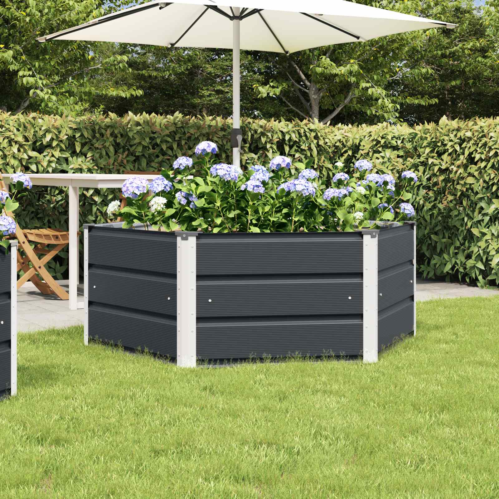 Plantenbak Antraciet 129 x 129 x 45 cm Staal – afbeelding 1