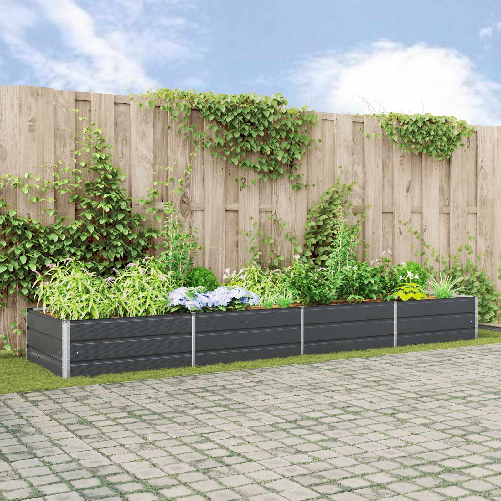Plantenbak Antraciet 385 x 100 x 45 cm Gegalvaniseerd staal