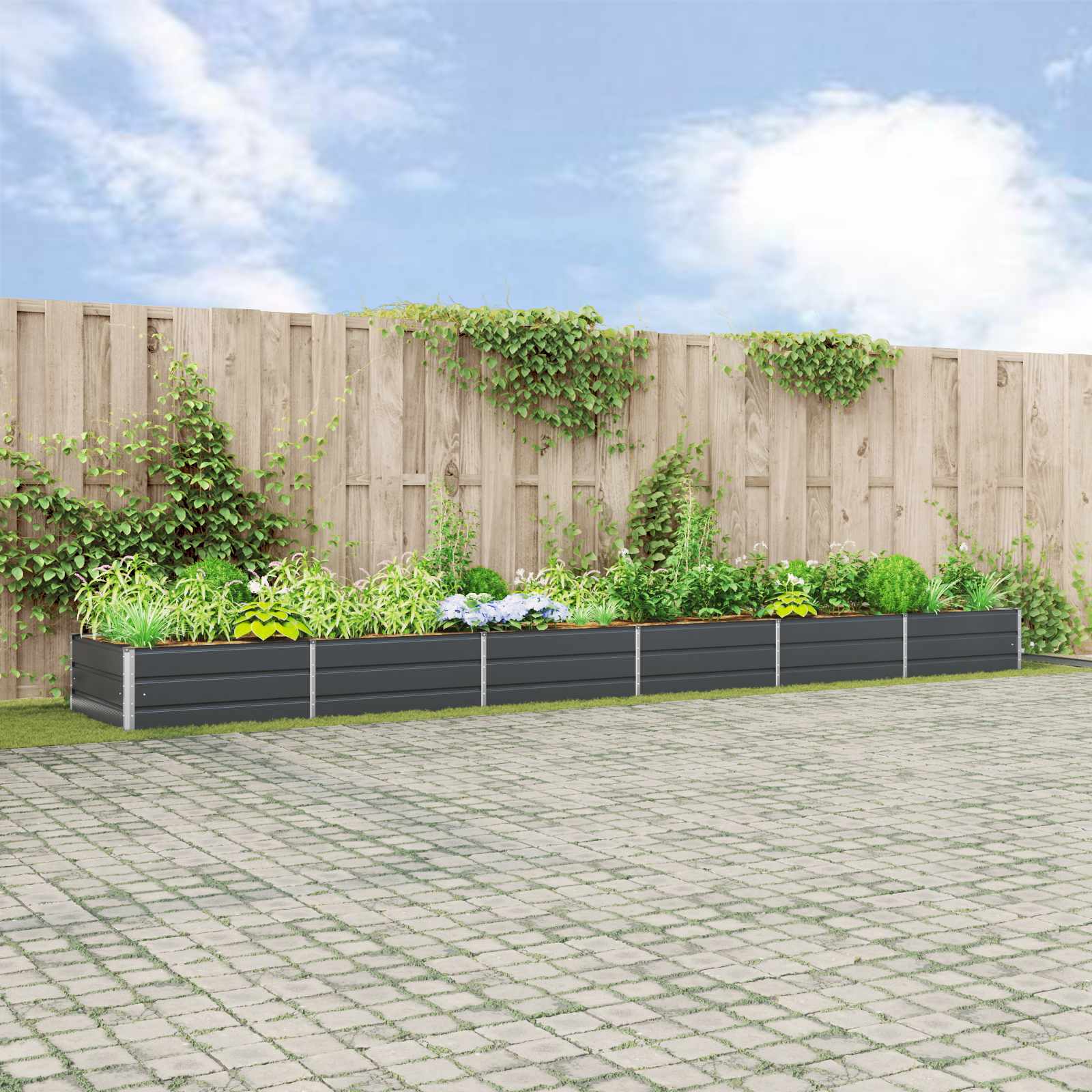 Plantenbak Antraciet 580 x 100 x 45 cm Gegalvaniseerd staal – afbeelding 1