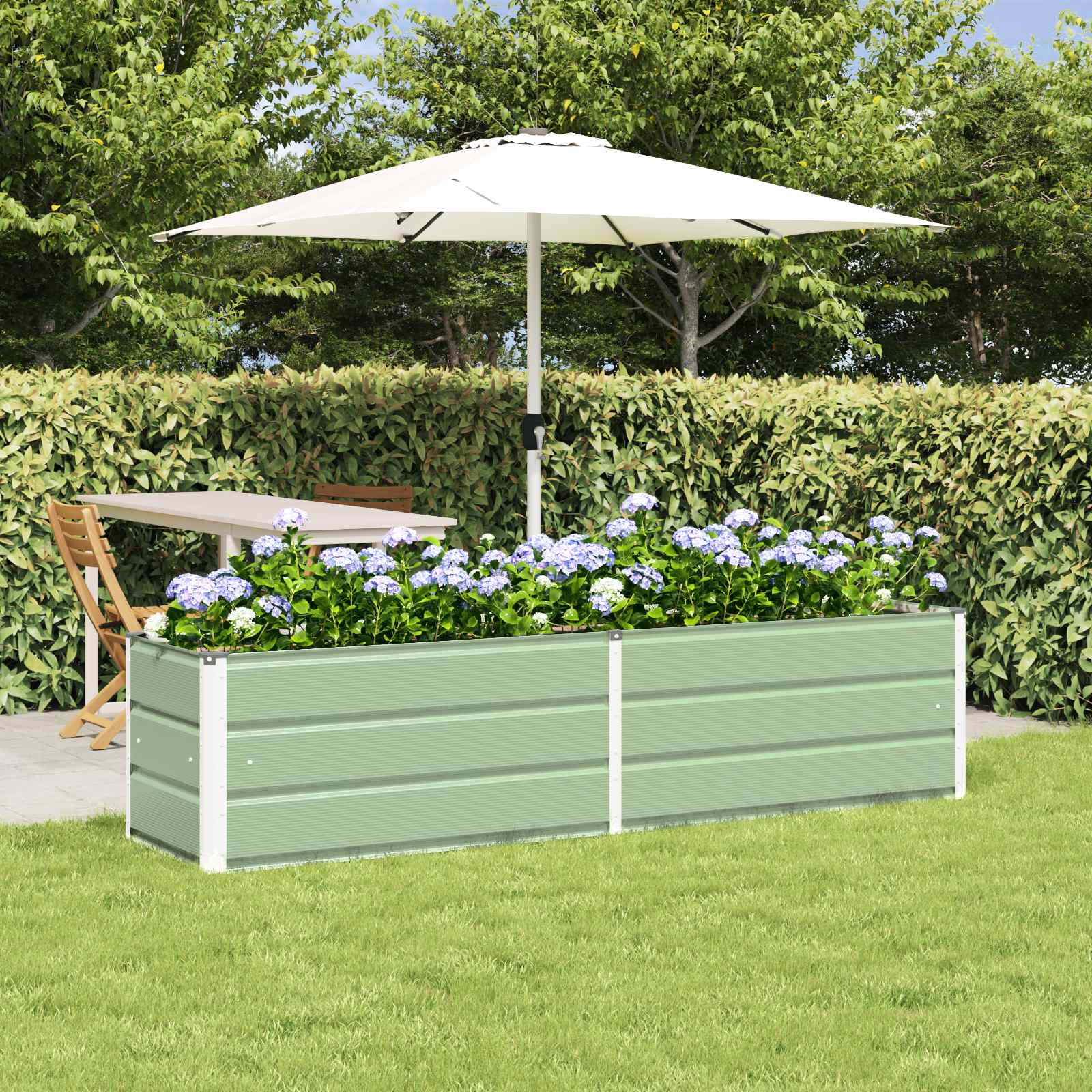 Plantenbak Pastelgroen 195 x 50 x 45 cm Gegalvaniseerd staal