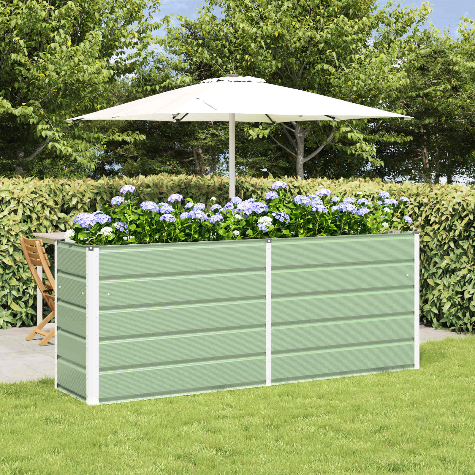 Plantenbak Pastelgroen 195 x 50 x 77 cm Gegalvaniseerd staal