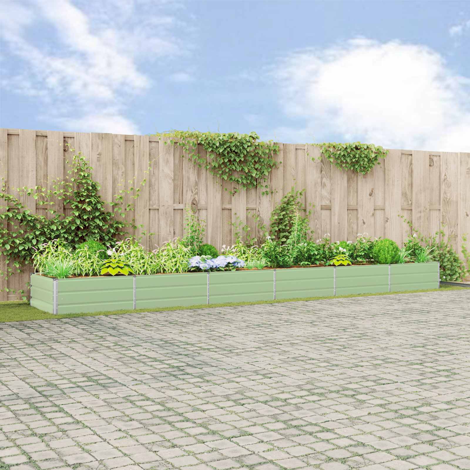Plantenbak Pastelgroen 580 x 100 x 45 cm Gegalvaniseerd staal